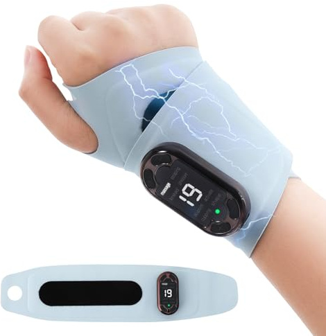 Masajeador de Muñeca EMS, Masajeador de Manos Inalámbrico con Calor,Soporte de Muñeca para Tendinitis y Síndrome del Túnel Carpiano, Vendajes de Izquierdo/Derecho