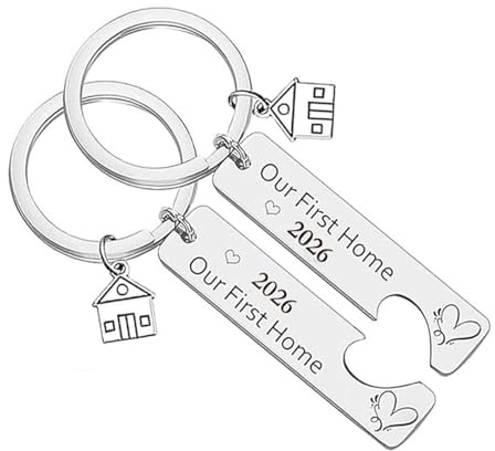 CEEGEWW 2 PCS New Home Keychains, 2026 First Homes Keyrings House Warming Gifts For Couple Owner Key Ring,Stylish Adventure Keepsake First Home Housewarming Keychain for New Homeowners