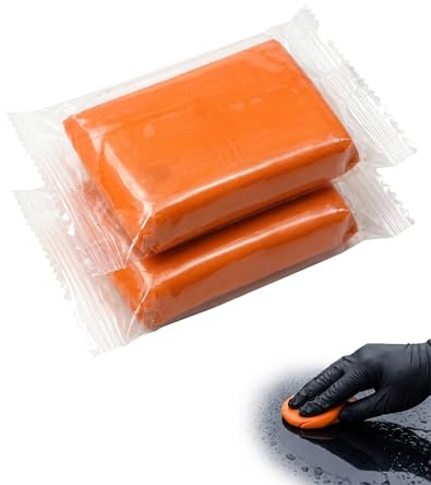 RAMGLYO Clay Bar Auto 2 Pezzi Arancione - Pulizia Profonda Rimuove Catrame, Ruggine & Contaminanti. Prepara la Vernice per Lucidatura e Protezione Ottimale.