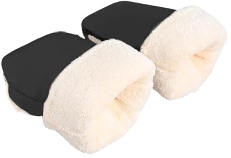 Moufles de poussette coupe-vent plus chaudes et confortables, noir, Consulte la descripción