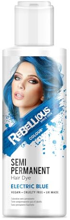 Rebellious Colours Vegan Semi Permanent Hair Dye Colour 100ml (Electric Blue)