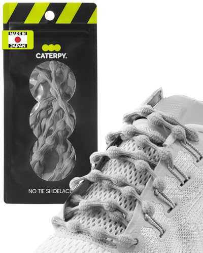 Caterpy RUN - Ultimate No Tie Shoelaces for Adults & Kids - Versatile & Easy-to-Use Shoe Laces - Ghost Gray, Standard, Single Pack