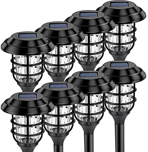 GIGALUMI Solarleuchten Garten Solarlampe für Außen, 8 Stück Gartenleuchten, Wasserdichte LED Deko Wegleuchten für Rasen, Terrasse, Patio, Weg (Weiß)