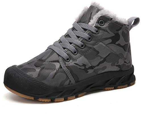FANSITE Boys Snow Boots Winter Waterproof Slip Resistant Cold Weather Shoes（Little Kid/Big Kid grey28