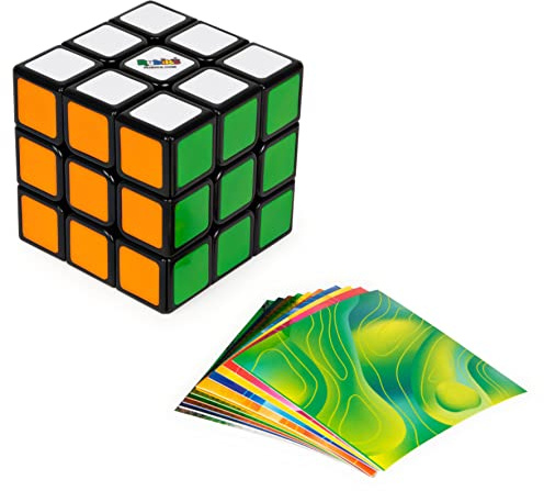 Rubik’s Cube, Original 3x3 Cube with Removable Stickers for Customization in Fun Patterns, Problem-Solving Brain Teaser, Classic Color-Matching Puzzle, Fidget Toy, Sensory Puzzle for Ages 8 & Up