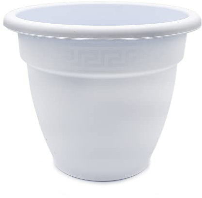 CABLEPELADO Macetero rendondo de plastico, Maceta de plástico, Tiesto para Flores, Macetero para Suelo, 29 cm Altura x 35 cm Diámetro Superior x 16 cm Diámetro Inferior, Plástico, Blanco