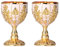 Leopacat Vintage Chalice Goblet,30ML Gold Wine Glasses Golden Goblet Metal Embossed Wine Cup Royal Chalice Liqueur Cup Shot Glass for Home Bar Parties Weddings 2Pcs 4.2x6.8cm (Pumpkin Golden Hundred)