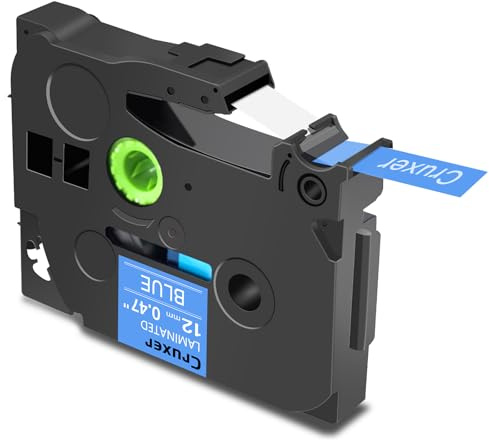 Cruxer Paquete de 1 cinta de escritura compatible con Brother P-touch TZe-535, color blanco sobre azul de 0,47 pulgadas, 12 mm x 8 m, cinta de escritura de repuesto para Brother PT-H100R PT-200