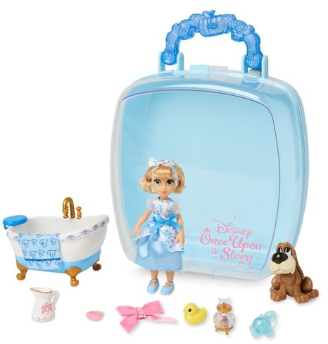 Disney Store Offizielle Prinzessin Cinderella Once Upon a Story Mini Doll Playset, 5 Zoll Prinzessinnenpuppen, Mädchenspielzeug, Prinzessinnen-Spielzeug, Geschenk für 4-jährige Mädchen