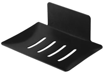 Shower soap Dish, Nail-Free Tray, Metal soap Holder, Stainless Steel soap Holder, Black, soap Dish for Shower Wall (Black)