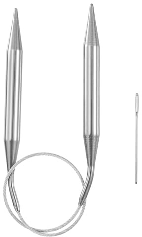 HARFINGTON Circular Knitting Needles 15.75 Stainless Steel US 13/9.0mm Knitting Needles 3.94 Short with Large Eye Sewing for Fast Knitting Sweater Sleeves