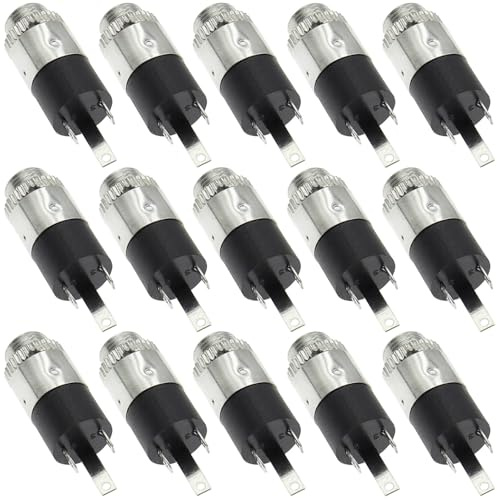 Greluma 15 St 3,5 mm honkontakt för stereo, 1/8 panelmonterade kontakter med låsmuttrar- 3,5 mm hörlursuttag