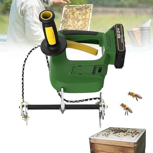 MTTXY Décolleur d'abeilles électrique, Machine à secouer Les Cadres de Ruche sans Balai, 600-2000rpm, poignée auxiliaire antidérapante, Outil d'apiculture pour Les fermes d'abeilles,Battery*1
