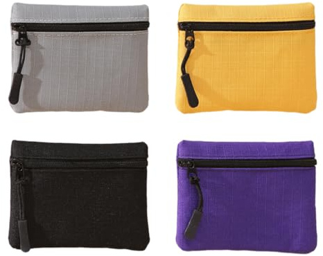 KEMUZ Monedero Pequeño 4 Unidades - Monedero Niño con Cremallera Ultrafino, Cartera Mini Portátil de Tela Oxford para Mujer, Hombre y Niños, Ideal para Viajes, Colegio y Compras (4 Colores)