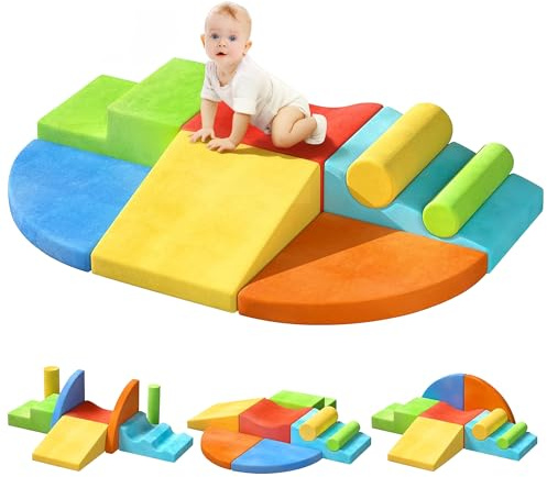 LEWGEE Blocchi da costruzione in schiuma di grandi dimensioni per bambini, XXL, per divertimento al coperto, per gattonare e arrotolare, set da gioco per attività in interni