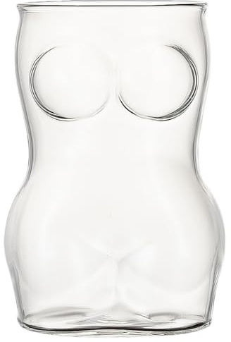 Boccale da birra grande – 8,5 x 14 cm bicchiere con manico senza manico, forma del corpo femminile, elegante e robusto di alta qualità, regalo per casa, bar, feste, bevande, bicchiere da birra per