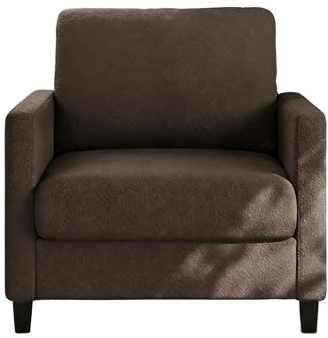 RBFGYIOP Poltrona Singolo Resistente 204 kg – Imbottitura Semi-compressa Poliuretano, Piedini Slim, Peluche Sfoderabile Lavabile, Montaggio Senza Attrezzi (Colore Beige)