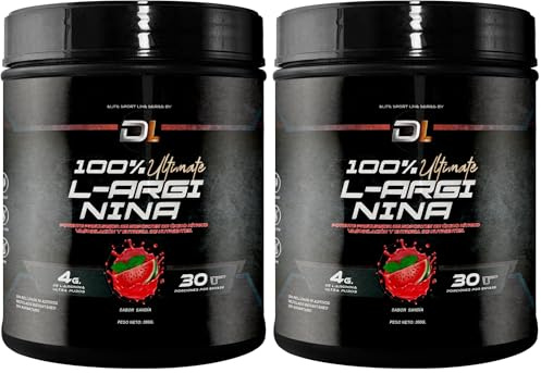 100% Ultimate L-ARGININA | Arginina pura y concentrada | Aumenta la masa muscular | Formato en polvo bioasimilado | Mejora el rendimiento físico 300g, sabor Sandia (Paquete de 2)