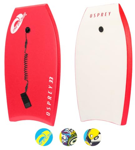 Osprey Bodyboard for Teens and Adults, Lightweight Deck Boogie Board with Leash, Durable Core for Surfing & Bodysurfing