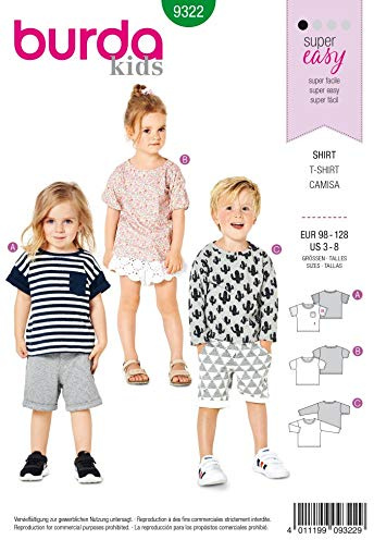 Burda Schnittmuster 9322 Tops, Alter: 3-8