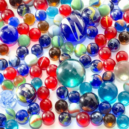 HAKACC Set di Biglie Colorate - 680 g di Vetro per Bambini, Giocattolo Decorativo, Macchina da Gioco, Decorazione di Piante