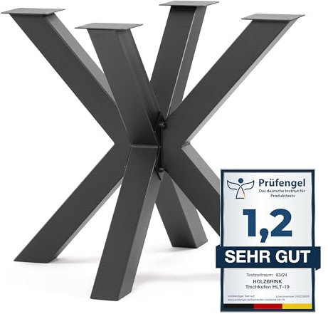 HOLZBRINK Tischgestell Spider | Massive Tischkufen/Tischbeine Metall Schwarz für Couchtisch, Esstisch, Schreibtisch, Konferenztisch | 1 Stück Tisch-Füße 85x80 cm | Höhe 72 cm