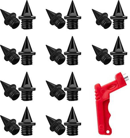 Luter 20 Piezas 6,35mm(1/4 Pulgada) Track Spikes Clavos Atletismo Velocidad con Llave de Púas Repuesto Acero Inoxidable para Calzado Deportivo Salto de Longitud Atletismo en Pista y Campo (Negro)