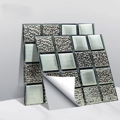 ZYWUOY 50 Stück Fliesenaufkleber weiß 10x10 cm glänzend, Fliesen-Vinyl-Wandaufkleber 3D Fliesenaufkleber Küche, Selbstklebende Fliesensticker Bad Fliesendekor für Küche, Wohnzimmer, Badezimmer