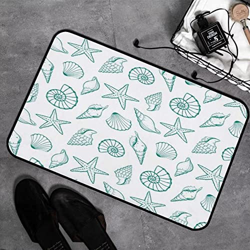 GOSUNA Memory Foam Badezimmer- 40 x 60 cm,Seestern Sommer Koralle Muscheln Natur Skizze Mode Elegant Schnecke Stilvoll,Badteppich Saugfähige Rutschfester Badvorleger Waschbar Badematte