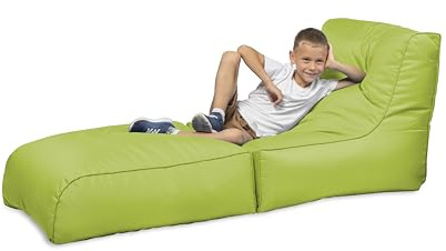 chilly pilley® Sitzsack, Faltbarer Pouf zum Sitzen und Liegen 2 in 1 – mit EPS-Füllung – Riesensitzsack – Kinder & Erwachsene – Outdoor Liegekissen Wasserfest Sitzkissen – viele Farben, grün