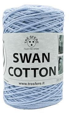 SWAN COTTON (2518 - Azzurro Baby), yarn for bags, hats, baskets, underplates, clutch composition 70% recycled cotton 30% polyester, 250 g spool 250 m