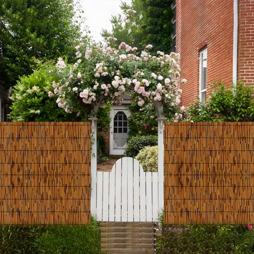 TENTONUP Natural Bamboo Reed Fence, 2 Pack 4FT x 16.4FT,Bamboo Privacy Screen for Garden, Decorative Fence for Outdoor Privacy Screening, Sun Blocking, Decorative Divider, Brown