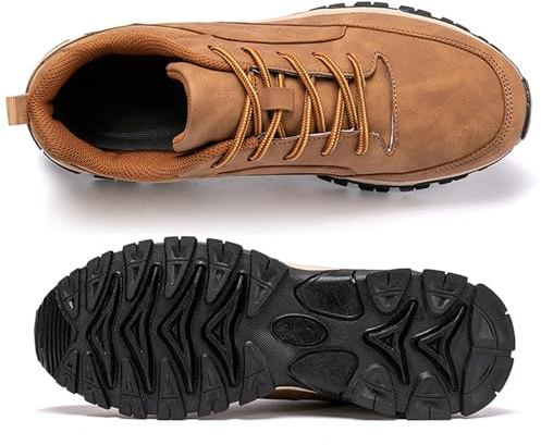 Aocase Scarpe Sportive Ortopediche Uomo Sportive Sneakers Slip on Sneakers Senza Lacci Comode Scarpe Scarpe da Ginnastica in Pelle Basket Sport Outdoor Fitness,Cachi,43/265mm