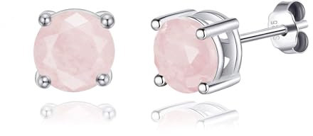 Philip Jones Sterling Silver Rose Quartz Gemstone Earrings