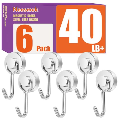Neosmuk Magnetiska krokar för kryssningsstugor, paket med 6, silver, 2,1#