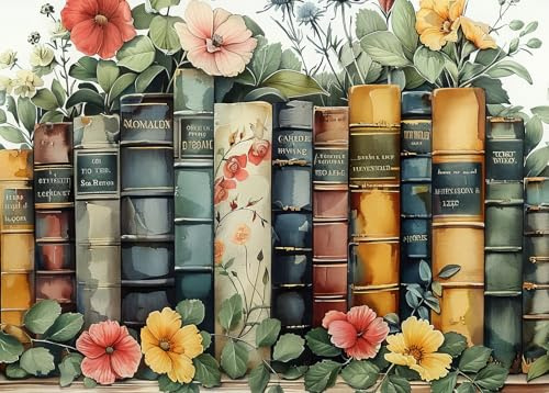 Bullglesup Jigsaw Puzzles for Adults 1000 Pieces, Vintage Books with Poster Interlock Perfectly Letter on Back No Dust, Home Decor Birthday Party Gift Toy for Men Women Elders Seniors (27.5x19.6)