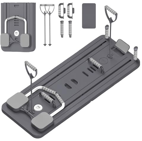 Pilates Reformer, Pilates Board Plegable, Reformer Pilates Maquina Multifuncional, Tabla Pilates con Entrenamiento Abdominal, Rebote Automático y Cuerda de Tensión para Gimnasio en Casa