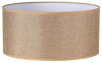 PRENDELUZ Pantalla cilíndrica de tejido saco-yute, 45 cm de diámetro y 22 cm de altura, ideal para lámparas de estilo rústico o vintage.