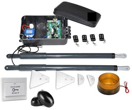 12VDC 220VAC Swing Gate Motor Telescopic Motorization Kit for Double Leaf Gate Support Back-up Battery Y Solar Powered(Kit1)