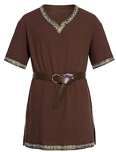 RUMAOZIA Costume da cavaliere medievale da uomo, per Halloween, per cosplay, surcoat vestito, tunica, retrò, abbigliamento medievale, gonna templare, tunica, rinascimentale, vichingo, crociata, Z05