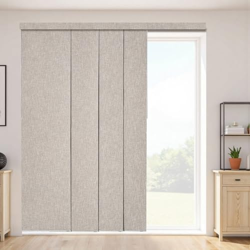 VEVOR Store à Panneaux Occultants Verticaux sur Rail Extensible 116-218 cm Largeur, Panneau Japonais Ajustable jusqu'à 243 cm de Hauteur, pour Porte Coulissante, Séparation de Pièce, Fenêtres, Marron