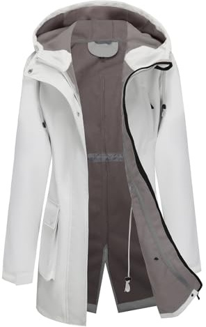 CHIGUO Veste d'hiver légère et imperméable pour femme - Doublée en polaire chaude avec capuche - Veste de pluie longue