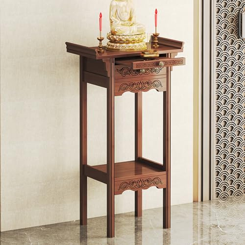 HARELA Petite Table D'Autel pour La Relaxation, Table de méditation Bouddhiste Chinoise avec tiroir, présentoir Polyvalent for la décoration intérieure(Rosewood Color,66cm/26in)
