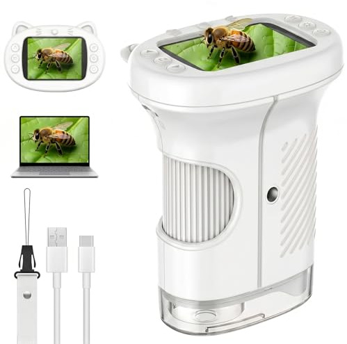 GlobalCrown Microscopio para niños,Microscopio Digital portátil de Bolsillo con 200x Aumento,Compatible con PC,Juguete Infantil Regalo para niños y niñas de 3 4 5 6 7 8 9 10 11 12 años