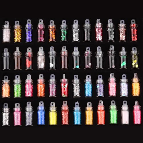 Lot de 48 poudres à paillettes pour le bricolage, le visage, les fêtes et les cours d'art, paillettes pour le bricolage pour enfants et adultes, pour le maquillage de scène, le corps et les ongles