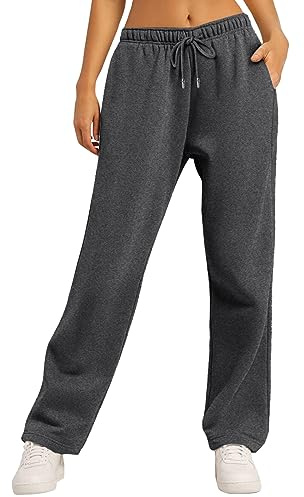 Pantalon Jogging Femme Pantalon de Sport Large en Bas de Décontracté Baggy de Survetement avec Poches pour Running Fitness Training Yoga