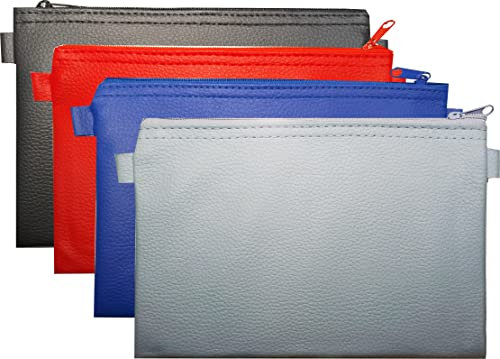 4 Banktaschen aus Kunstleder (je 1 x blau, 1 x grau, 1 x schwarz, 1x rot) Dokumententasche Etui Geldscheintasche