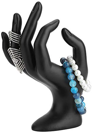 Betued Espositore per gioielli, Vetrina in resina nera con sensore di movimento, organizzatore per orecchini bracciali anelli