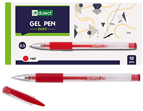 D.RECT 2603 Gelschreiber gummierte Grip Rot x 12 Stück