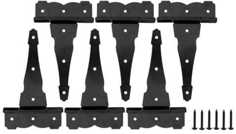 HOME MASTER HARDWARE 8 Heavy Duty Gate Hinges, 6 Pack Black T Strap Hinges